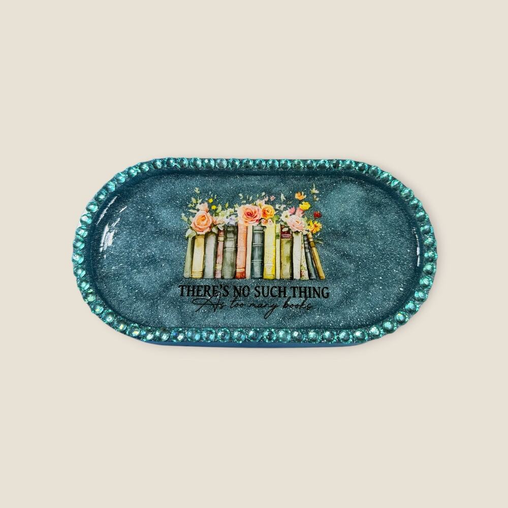 Book Lover Trinket Tray Epoxy Resin Jewelry Dish Reader Gift Decor Moms Day - Picture 5 of 7